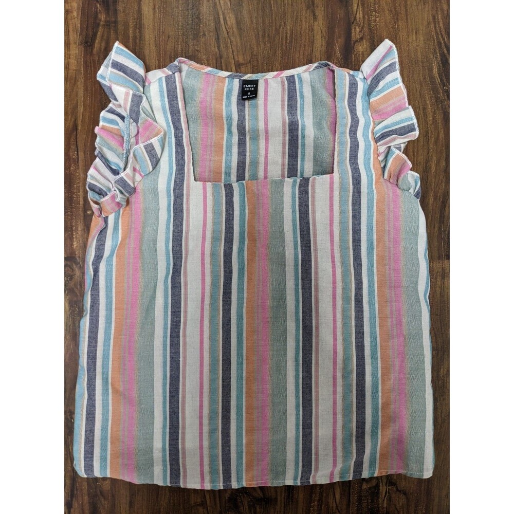 stripe Ruffle Top Small Whimsy Cottagecore Fairycore Fairy Boho Fisherman Whimsy